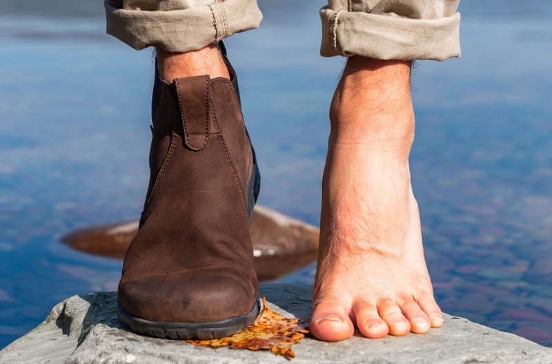 Brown Lems Chelsea Boot Waterproof Men Barefoot - OXH-71050