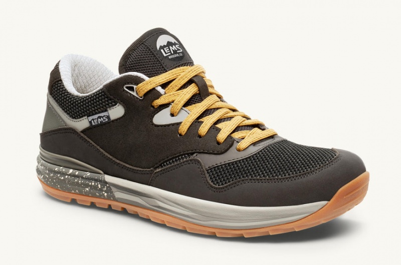 Dark Grey / Yellow Lems Trailhead Hiking Shoes - XJP-61206