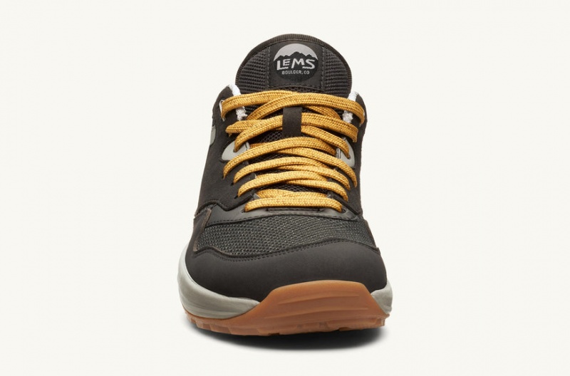 Dark Grey / Yellow Lems Trailhead Hiking Shoes - XJP-61206